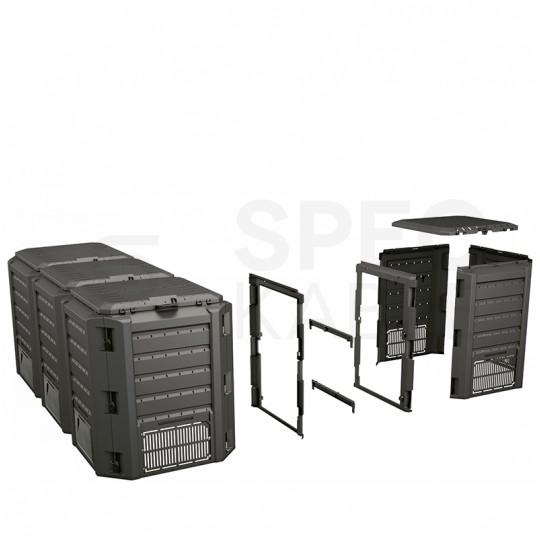 0Kompostownik 1200L 3-komorowy czarny 719x1980x826mm Module Compogreen Propserplast