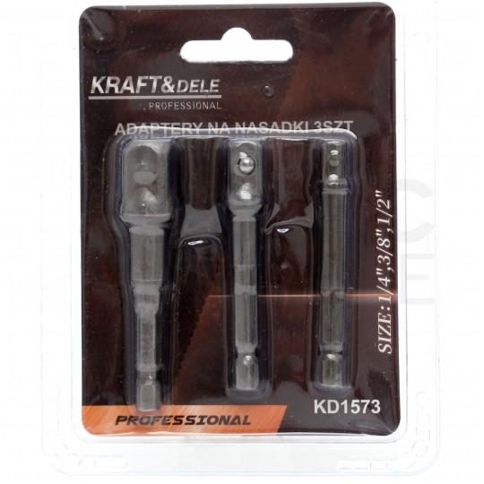 Adapter do kluczy nasadowych 1/4" 3/8" 1/2" 3szt. Kraft&Dele