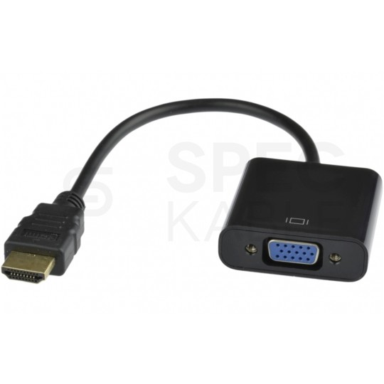 Adapter HDMI -> SVGA (D-Sub 15-pin) + Audio (mini Jack 3,5mm) (wtyk / 2x gniazdo) czarny