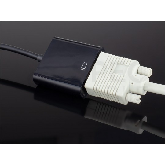 Adapter HDMI -> SVGA (D-Sub 15-pin) Full HD (wtyk / gniazdo) czarny 20cm