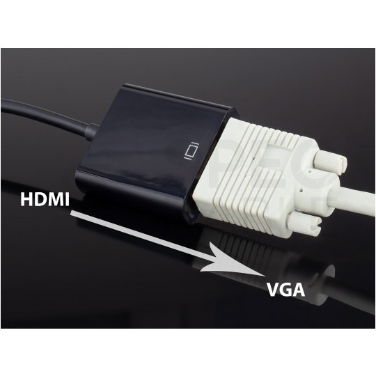 Adapter HDMI -> SVGA (D-Sub 15-pin) Full HD (wtyk / gniazdo) czarny 20cm