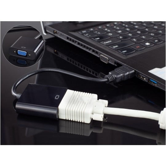 Adapter HDMI -> SVGA (D-Sub 15-pin) Full HD (wtyk / gniazdo) czarny 20cm