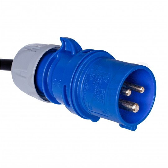 Adapter kempingowy wtyk 3P 16A / listwa zasilająca gumowa 3x 2P+Z 16A 230V IP44 na kablu OW 3x2,5mm2 0,5m