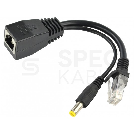 Adapter PoE do sieci LAN 2-częściowy (gniazdo DC + wtyk / gniazdo RJ45 8p8c) + (wtyk DC + wtyk / gniazdo RJ45 8p8c)