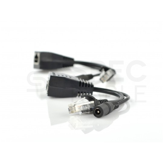 Adapter PoE do sieci LAN 2-częściowy (gniazdo DC + wtyk / gniazdo RJ45 8p8c) + (wtyk DC + wtyk / gniazdo RJ45 8p8c)