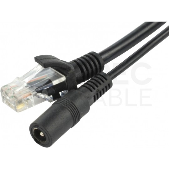 Adapter PoE do sieci LAN 2-częściowy (gniazdo DC + wtyk / gniazdo RJ45 8p8c) + (wtyk DC + wtyk / gniazdo RJ45 8p8c)