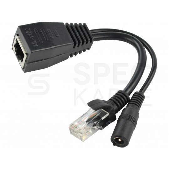 Adapter PoE do sieci LAN 2-częściowy (gniazdo DC + wtyk / gniazdo RJ45 8p8c) + (wtyk DC + wtyk / gniazdo RJ45 8p8c)