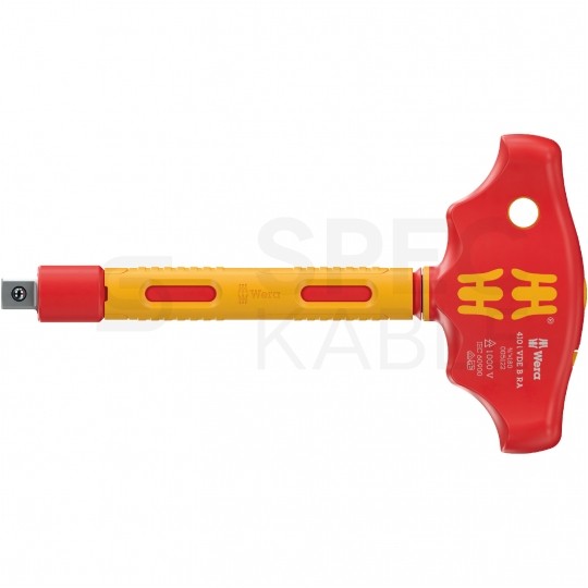 Adapter, rękojeść poprzeczna z funkcją grzechotki 3/8" do kluczy nasadowych izolowany VDE WERA