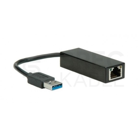 Adapter sieciowy USB 3.0 A / Gigabit Ethernet RJ45 [8p8c] (wtyk / gniazdo) srebrny 12cm