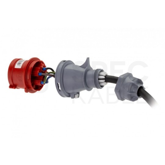 Adapter siłowy wtyk [5p] 16A / 3x gniazdo [2P+Z] 16A 230V IP44 na kablu OW 3x1,5mm2 0,5m