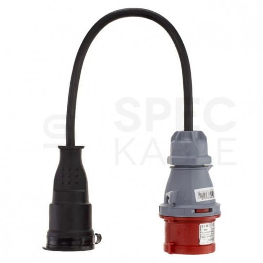 Adapter siłowy wtyk [5p] 16A / gniazdo [2P+Z] 16A 230V IP44 na kablu OW 3x1,5mm2 0,5m