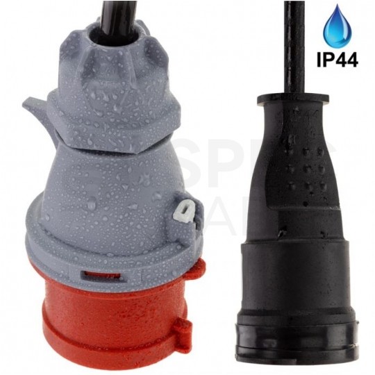 Adapter siłowy wtyk [5p] 16A / gniazdo [2P+Z] 16A 230V IP44 na kablu OW 3x1,5mm2 0,5m