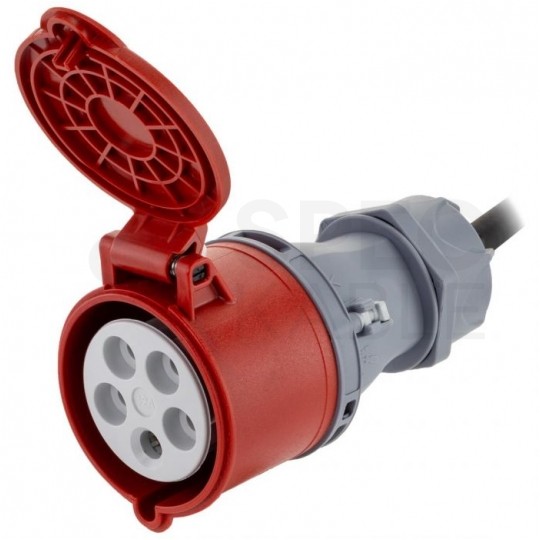 Adapter siłowy wtyk [5p] 16A / gniazdo [5p] 32A 400V IP44 na kablu OW 5x2,5mm2 0,5m