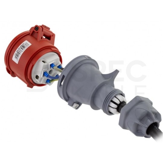 Adapter siłowy wtyk [5p] 16A / gniazdo [5p] 32A 400V IP44 na kablu OW 5x2,5mm2 0,5m