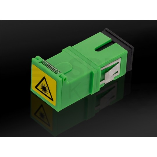 Adapter światlowodowy FO SM simplex SC/APC-SC/APC SLIM z klapką zabezpieczajacą
