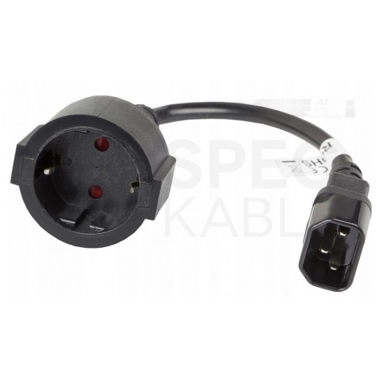 Adapter zasilający 230V do UPS gniazdo [2P+Z] Schuko / gniazdo IEC320 C14 złącze komputerowe (męskie) 20cm LANBERG
