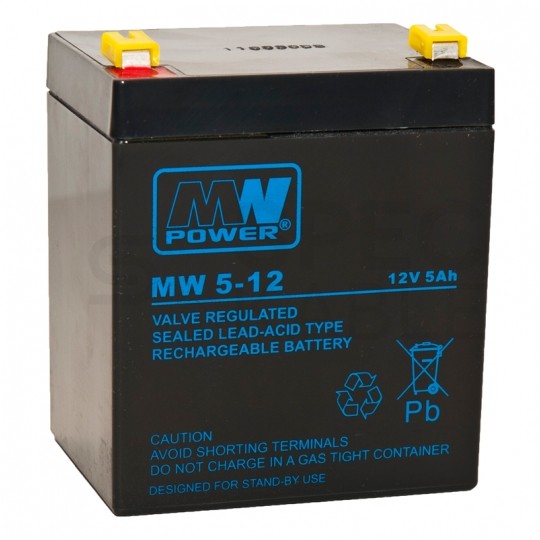 Akumulator AGM do systemów alarmowych 12V 5Ah MW bezobsługowy MW Power