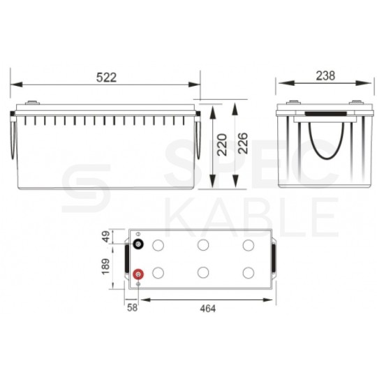 Akumulator AGM do zasilacza UPS 12V 200Ah bezobsługowy (śruba M8) VOLT OPTI