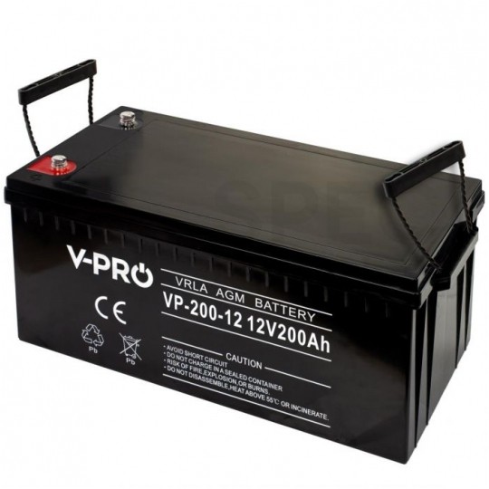 Akumulator AGM do zasilacza UPS 12V 200Ah bezobsługowy (śruba M8) VOLT VPRO
