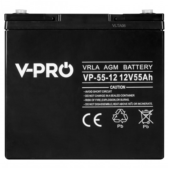 Akumulator AGM do zasilacza UPS 12V 55Ah bezobsługowy (śruba M6) VOLT VPRO