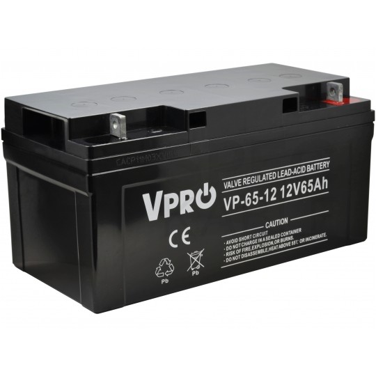 Akumulator AGM do zasilacza UPS 12V 65Ah bezobsługowy (śruba M6) VOLT VPRO