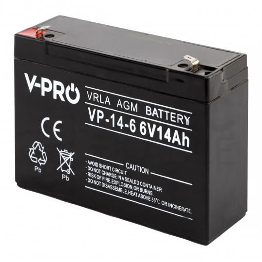 Akumulator AGM do zasilacza UPS 6V 14Ah bezobsługowy (Faston 250) VOLT VPRO
