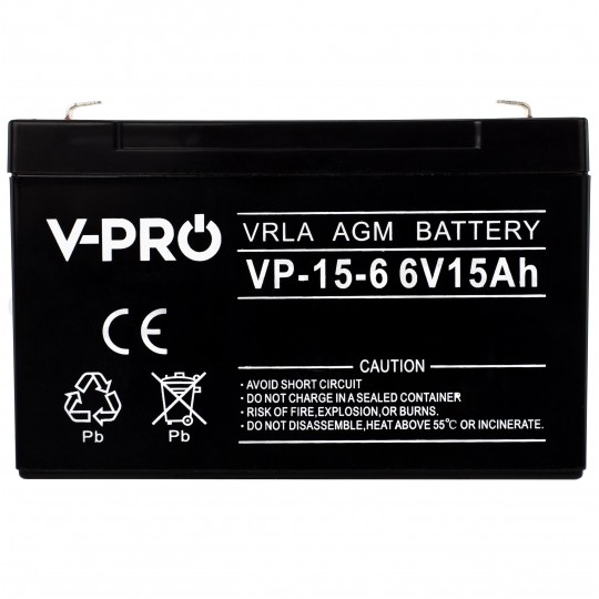 Akumulator AGM do zasilacza UPS 6V 15Ah bezobsługowy (Faston 187) VOLT VPRO