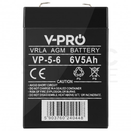 Akumulator AGM do zasilacza UPS 6V 5Ah bezobsługowy (Faston 250) VOLT VPRO