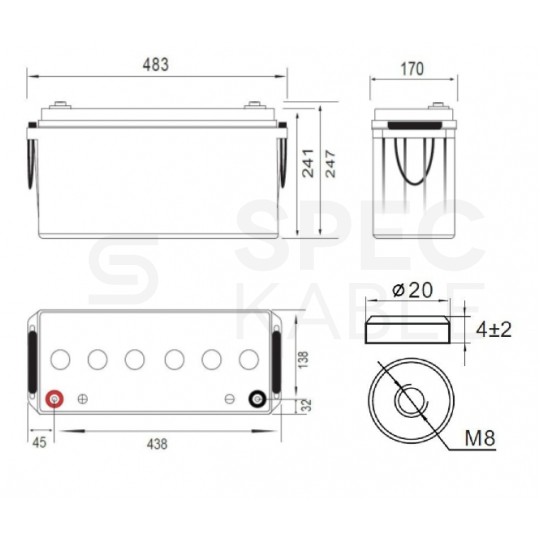 Akumulator DEEP CYCLE do instalacji PV oraz UPS 12V 160Ah bezobsługowy (śruba M8) VOLT VPRO SOLAR