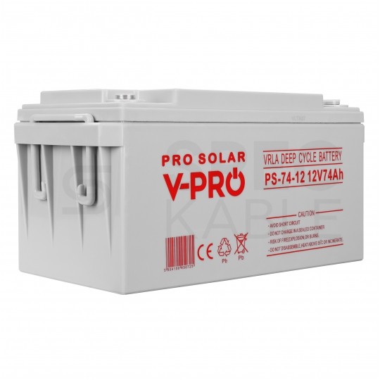 Akumulator DEEP CYCLE do instalacji PV oraz UPS 12V 74Ah bezobsługowy (śruba M6) VOLT VPRO SOLAR