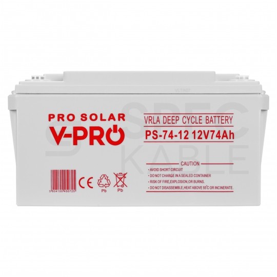 Akumulator DEEP CYCLE do instalacji PV oraz UPS 12V 74Ah bezobsługowy (śruba M6) VOLT VPRO SOLAR