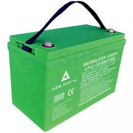 Akumulator LiFePO4 (litowo-żelazowo-fosforanowy) 12V 100Ah (150A) mata grzewcza + Bluetooth + BMS AZO