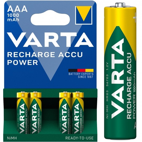 Akumulator Ni-MH R03 AAA 1000mAh 1,2V (Ready 2 Use) VARTA Recharge Accu Power BLISTER 4szt.