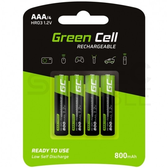 Akumulator Ni-MH R03 AAA 800mAh 1,2V (Ready 2 Use) Green Cell 3x BLISTER 4szt.