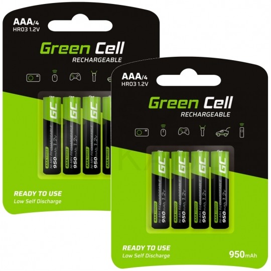 Akumulator Ni-MH R03 AAA 950mAh 1,2V (Ready 2 Use) Green Cell 2x BLISTER 4szt.