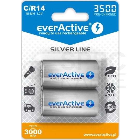 Akumulator Ni-MH R14 C 3500mAh 1,2V (Ready 2 Use) everActive Silver Line BLISTER 2szt.