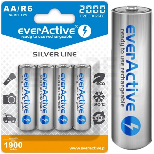 Akumulator Ni-MH R6 AA 2000mAh 1,2V (Ready 2 Use) everActive Silver Line BLISTER 4szt.