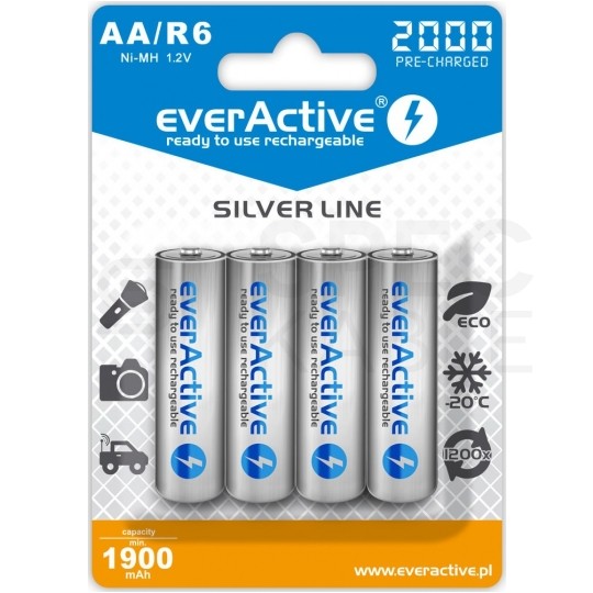 Akumulator Ni-MH R6 AA 2000mAh 1,2V (Ready 2 Use) everActive Silver Line BLISTER 4szt.