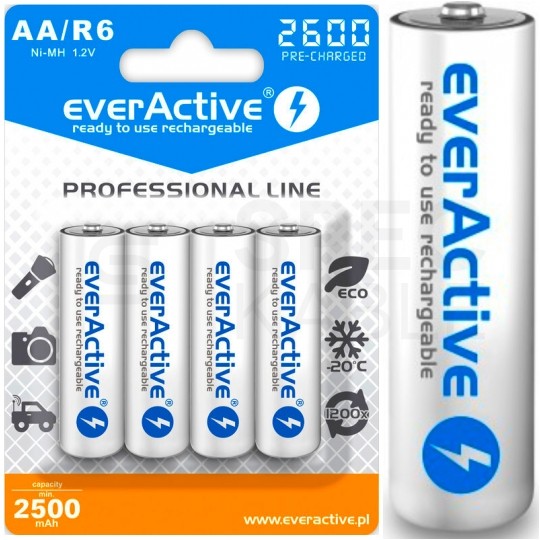 Akumulator Ni-MH R6 AA 2600mAh 1,2V (Ready 2 Use) everActive Professional Line BLISTER 4szt.