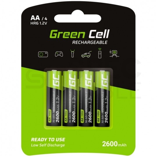 Akumulator Ni-MH R6 AA 2600mAh 1,2V (Ready 2 Use) Green Cell 2x BLISTER 4szt.