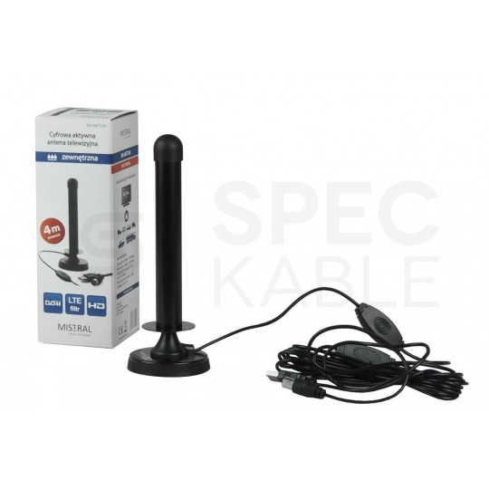 Antena mobilna TV DVB-T VHF/UHF dookólna zysk 26dB. MI-ANT0100 MISTRAL