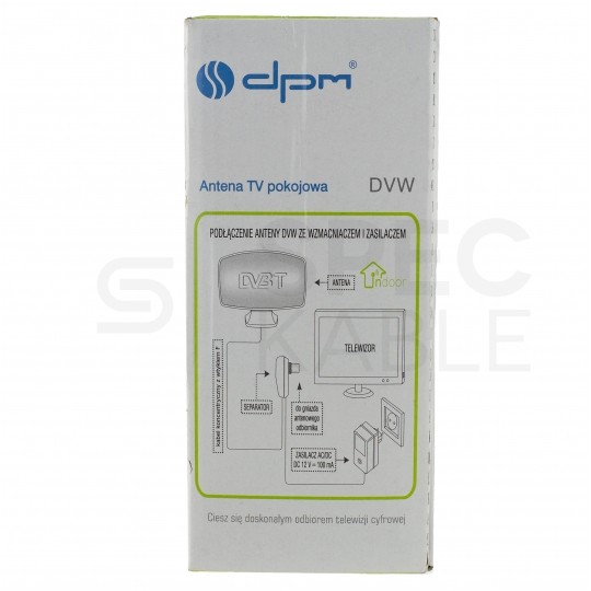Antena pokojowa DVB-T VHF/UHF/FM ze wzmacniaczem 28dB i zasilaczem