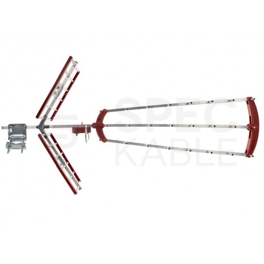 Antena TV DVB-T UHF kierunkowa, zysk 17dB, symetryzator, filtr LTE, 38 elementów