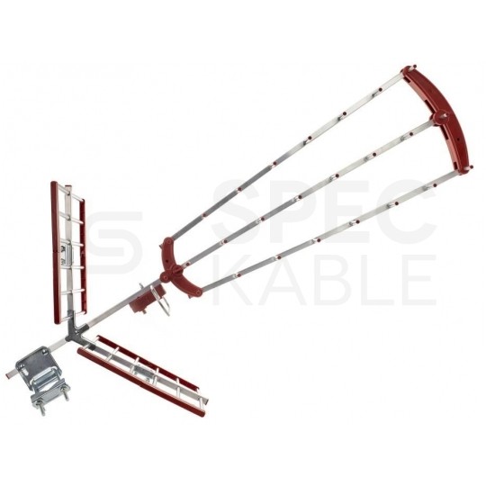 Antena TV DVB-T UHF kierunkowa, zysk 17dB, symetryzator, filtr LTE, 38 elementów