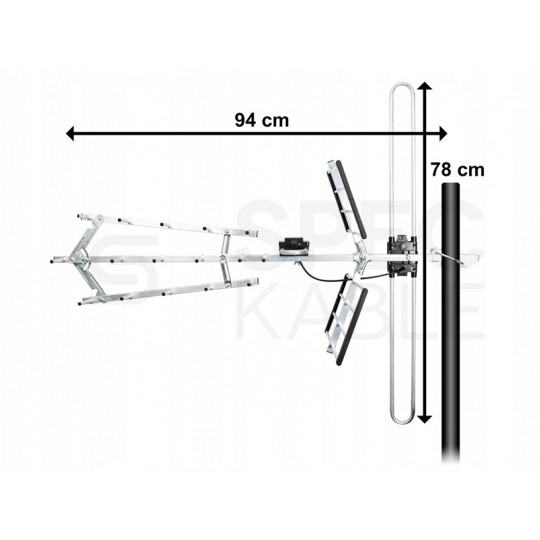 Antena zewnętrzna DVB-T VHF/UHF 14-18dB filtr LTE MUX8 BLOW