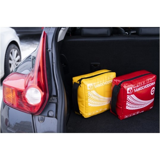 Apteczka pierwszej pomocy samochodowa bogato wyposażona wesja PRO czerwona MEDAID