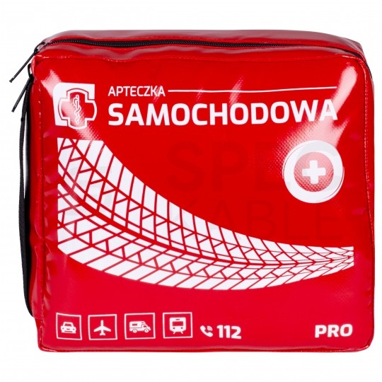 Apteczka pierwszej pomocy samochodowa bogato wyposażona wesja PRO czerwona MEDAID