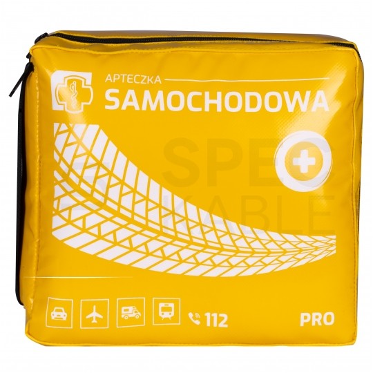 Apteczka pierwszej pomocy samochodowa bogato wyposażona wesja PRO żółta MEDAID