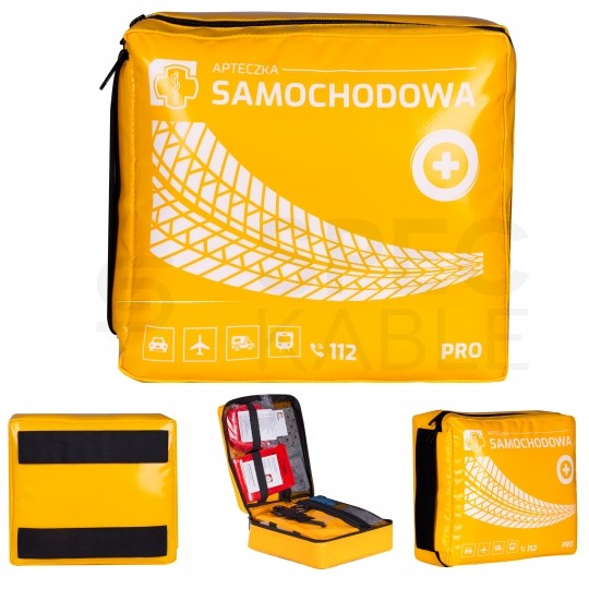Apteczka pierwszej pomocy samochodowa bogato wyposażona wesja PRO żółta MEDAID