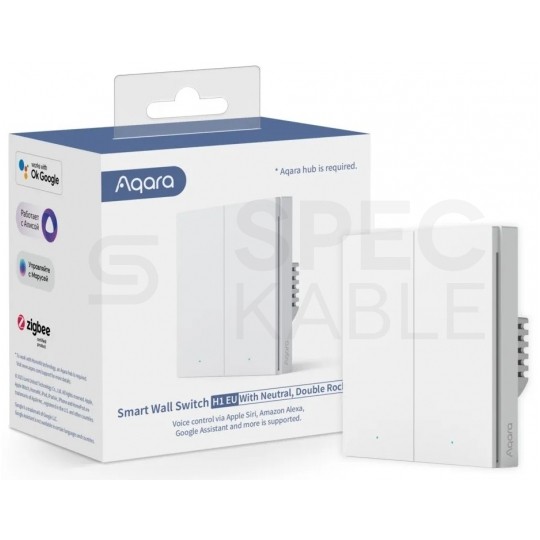AQARA Przełącznik ścienny 2-przyciskowy (z przewodem neutralnym) biały